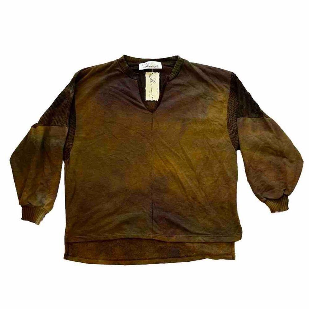 NWT Vintage Havana Brown Tie Dye Mesh Terry Sweatshirt Large